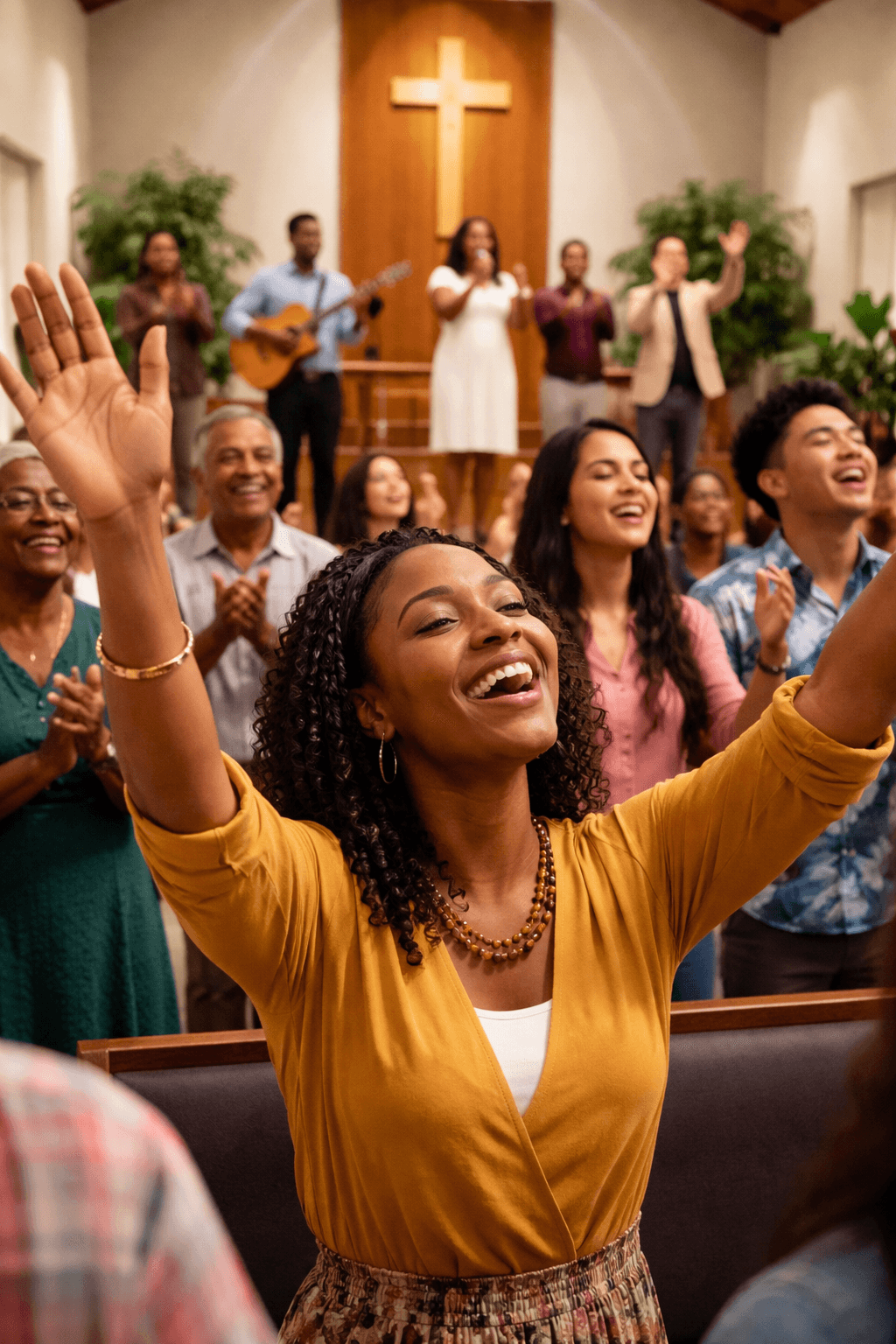 Congregation worshipping together